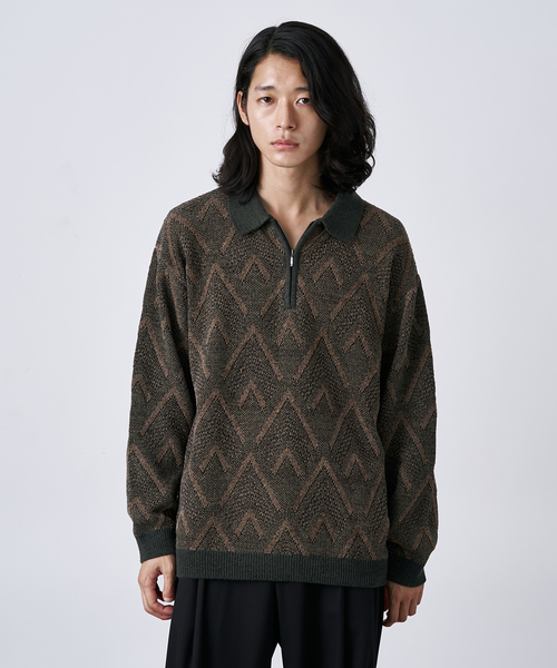B.C STOCK(ベーセーストック)の「【CALIFORNIA RANCH HOUSE】モールハーフジップニット(ニット/セーター・メンズ・カーキ/ネイビー/ベージュ・MEDIUM/LARGE)」の2枚目の写真