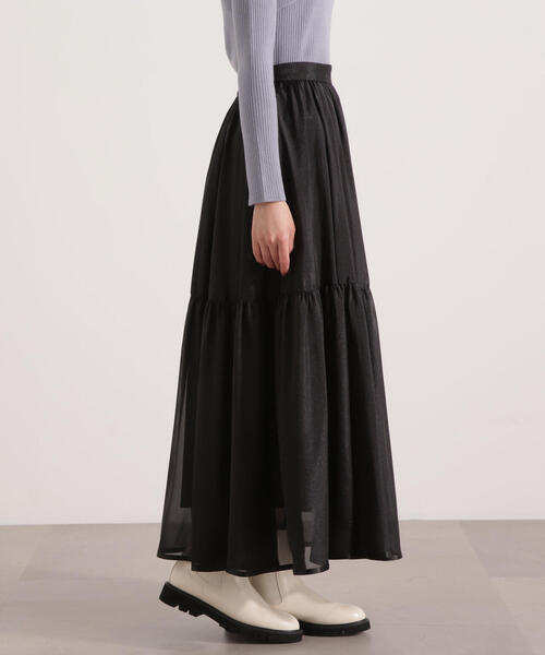 PROPORTION BODY DRESSING（プロポーションボディドレッシング）の「【加藤栞さん着用】シアーティアードスカート / 1215220106（スカート・レディース・ホワイト系その他/ブラック・MEDIUM/P/S）」の6枚目の写真