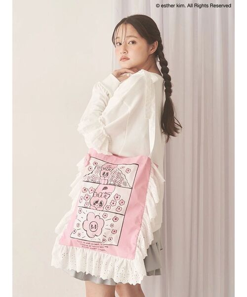 merry jenny（メリージェニー）の「【Esther Bunny×merry jenny】おはなフリルトートバッグ（トートバッグ・レディース・ピンク・FREE）」の2枚目の写真