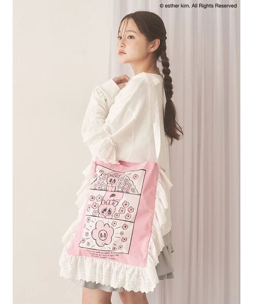 merry jenny（メリージェニー）の「【Esther Bunny×merry jenny】おはなフリルトートバッグ（トートバッグ・レディース・ピンク・FREE）」の3枚目の写真