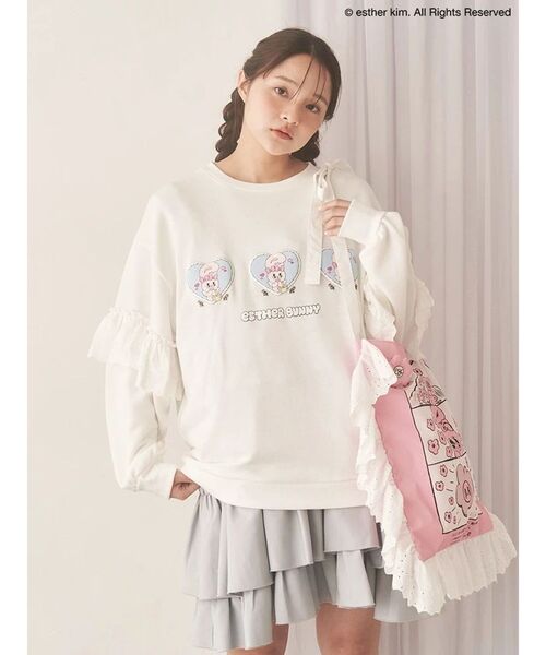 merry jenny（メリージェニー）の「【Esther Bunny×merry jenny】おはなフリルトートバッグ（トートバッグ・レディース・ピンク・FREE）」の4枚目の写真