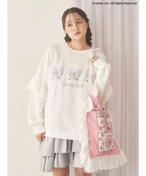 merry jenny（メリージェニー）の「【Esther Bunny×merry jenny】おはなフリルトートバッグ（トートバッグ・レディース・ピンク・FREE）」の5枚目の写真