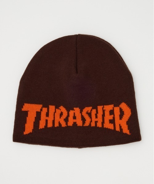 RODEO CROWNS WIDE BOWL（ロデオクラウンズワイドボウル）の「THRASHER ニットキャップ（ニットキャップ/ビーニー・レディース・ブラック/グレー×ホワイト/ブラウン・FREE）」の3枚目の写真