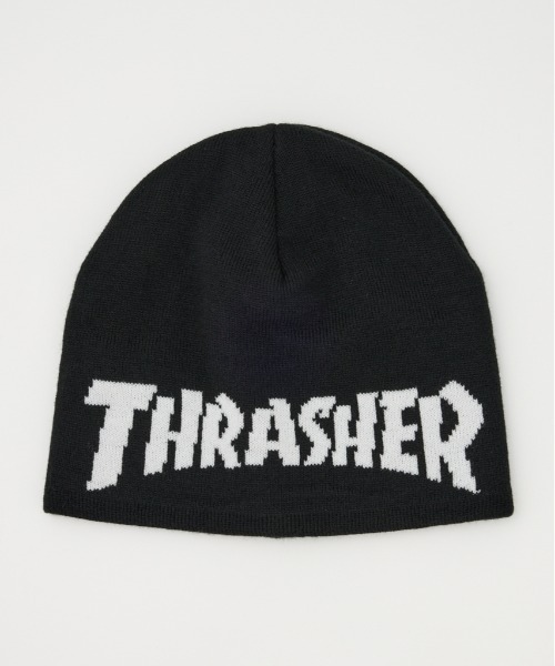 RODEO CROWNS WIDE BOWL（ロデオクラウンズワイドボウル）の「THRASHER ニットキャップ（ニットキャップ/ビーニー・レディース・ブラック/グレー×ホワイト/ブラウン・FREE）」の4枚目の写真