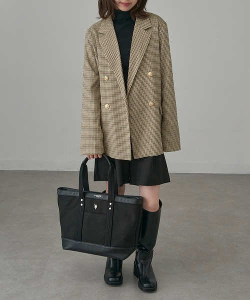 U.S. POLO ASSN.（ユーエスポロアッスン）の「【U.S. POLO ASSN.】≪別注≫ キャンバストートバッグ PC A4サイズ収納可能 ビジネスバッグ 通勤 通学（トートバッグ・レディース・ブラック/オフホワイト/グレー・FREE）」の7枚目の写真