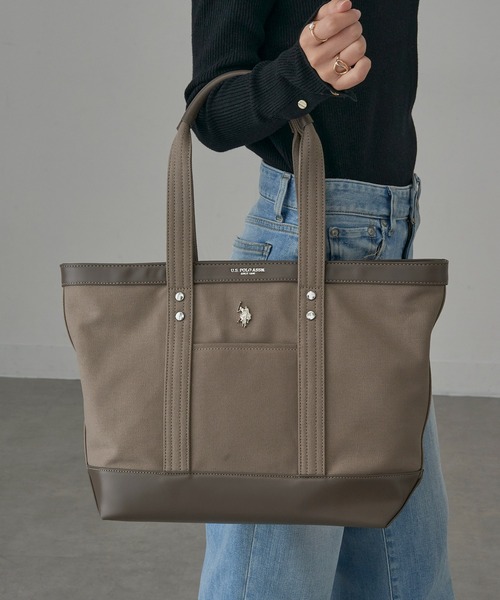 U.S. POLO ASSN.（ユーエスポロアッスン）の「【U.S. POLO ASSN.】≪別注≫ キャンバストートバッグ PC A4サイズ収納可能 ビジネスバッグ 通勤 通学（トートバッグ・レディース・ブラック/オフホワイト/グレー・FREE）」の21枚目の写真