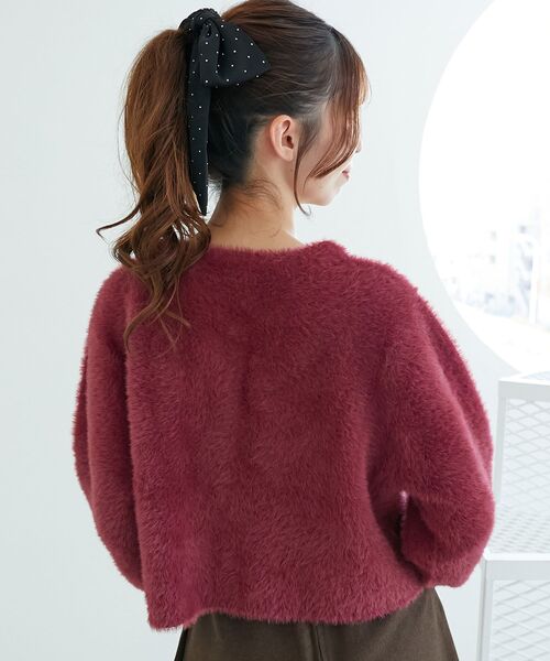 MAJESTIC LEGON(マジェスティックレゴン)の「ポケット付きフェザークルーカーデ(カーディガン/ボレロ・レディース・ボルドー/チャコールグレー/アイボリー/ブラック・MEDIUM)」の19枚目の写真