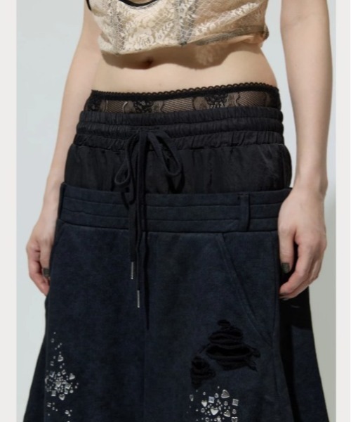 neith./ネイス/Meteor Low-rise Sweat Pants(Black)（スウェットパンツ