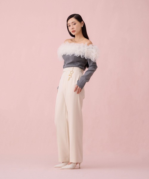 EIMY ISTOIRE(エイミーイストワール)の「チャームSETセンタープレスパンツ(スラックス・レディース・アイボリー/ブラック・36/38)」の18枚目の写真