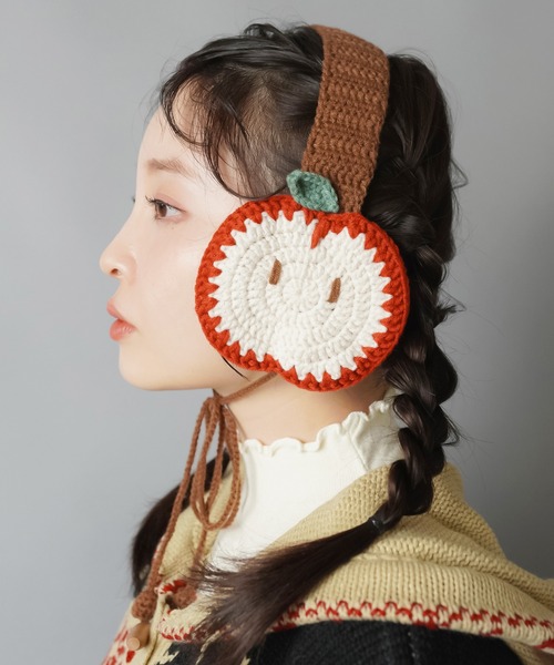 ニットイヤーマフ/イヤマフ/耳当て/アップル/NEO森ガール（イヤーマフ