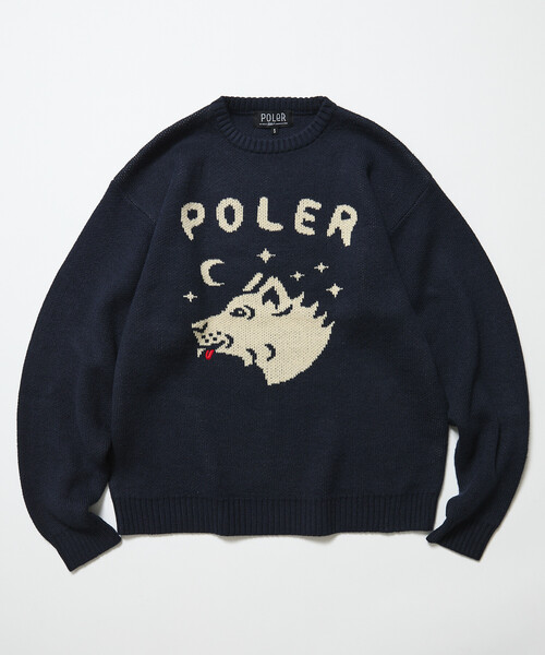 FREAK'S STORE(フリークスストア)の「限定展開 POLeR×FREAK'S STORE/ポーラー 別注 リラックスフィット アニマルデザイン ジャガード クルーネック ニット / WOLF(ニット/セーター・メンズ・ネイビー/ブラック/チャコールグレー・SMALL/MEDIUM/LARGE)」の19枚目の写真