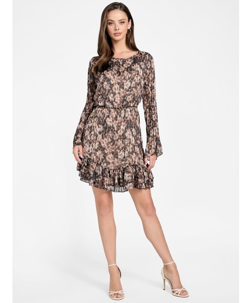 Long Sleeves Ilenia Pleat Dress ワンピース | GUESS(ゲス) JAPAN