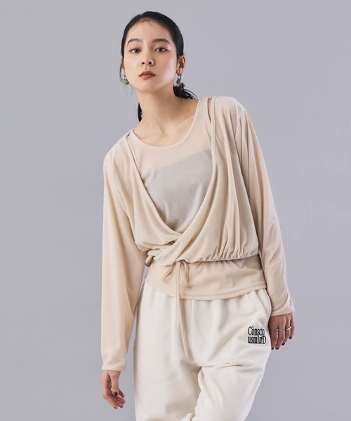 Muscat(マスカット)の「【セットアイテム】ベロア カシュクールトップス / velor cachecoeur tops(Tシャツ/カットソー・レディース・ブラック/ベージュ/ブラウン・F)」の3枚目の写真