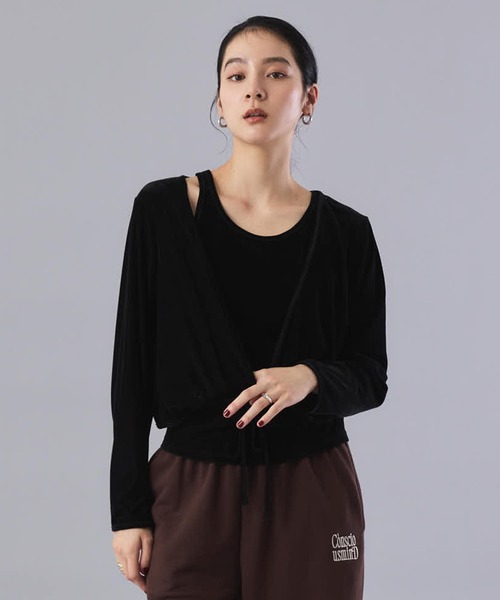 Muscat(マスカット)の「【セットアイテム】ベロア カシュクールトップス / velor cachecoeur tops(Tシャツ/カットソー・レディース・ブラック/ベージュ/ブラウン・F)」の2枚目の写真