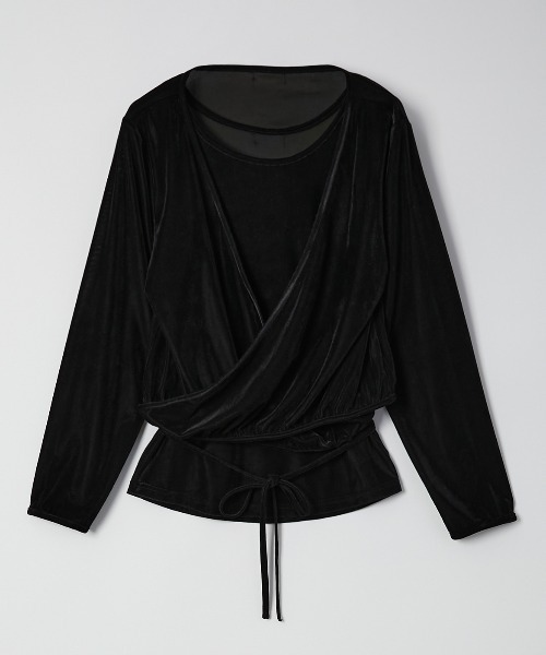 Muscat(マスカット)の「【セットアイテム】ベロア カシュクールトップス / velor cachecoeur tops(Tシャツ/カットソー・レディース・ブラック/ベージュ/ブラウン・F)」の18枚目の写真