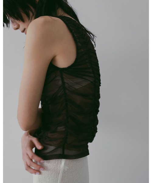 anuke（アンヌーク）の「Tulle Gather Tanktop（タンクトップ・レディース・ブラック/ブラウン・FREE）」の11枚目の写真