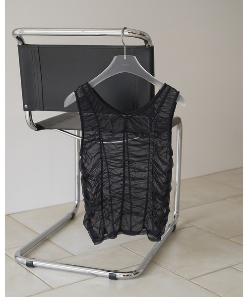 anuke（アンヌーク）の「Tulle Gather Tanktop（タンクトップ・レディース・ブラック/ブラウン・FREE）」の7枚目の写真