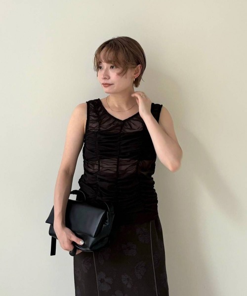 anuke（アンヌーク）の「Tulle Gather Tanktop（タンクトップ・レディース・ブラック/ブラウン・FREE）」の14枚目の写真