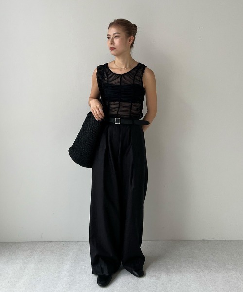 anuke（アンヌーク）の「Tulle Gather Tanktop（タンクトップ・レディース・ブラック/ブラウン・FREE）」の15枚目の写真