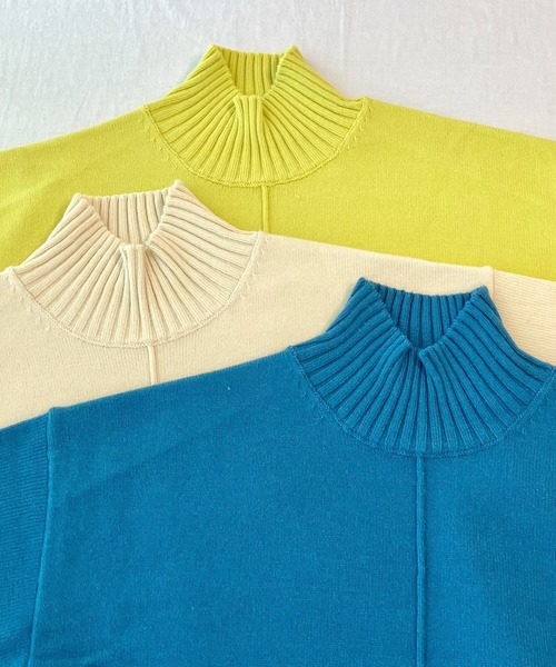 Q（キュー）の「リブハイネックニット（ニット/セーター・レディース・アイボリー/ブルー/ライム・MEDIUM）」の8枚目の写真