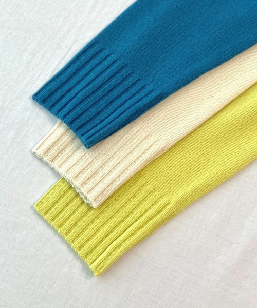 Q（キュー）の「リブハイネックニット（ニット/セーター・レディース・アイボリー/ブルー/ライム・MEDIUM）」の9枚目の写真