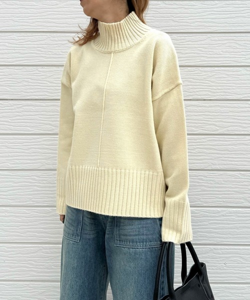 Q（キュー）の「リブハイネックニット（ニット/セーター・レディース・アイボリー/ブルー/ライム・MEDIUM）」の12枚目の写真