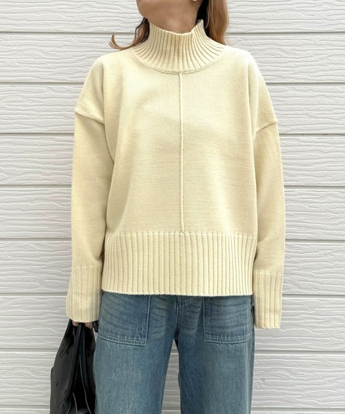 Q（キュー）の「リブハイネックニット（ニット/セーター・レディース・アイボリー/ブルー/ライム・MEDIUM）」の11枚目の写真