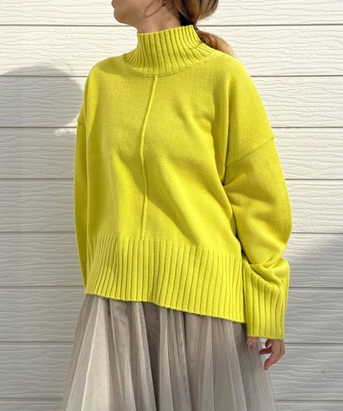 Q（キュー）の「リブハイネックニット（ニット/セーター・レディース・アイボリー/ブルー/ライム・MEDIUM）」の15枚目の写真