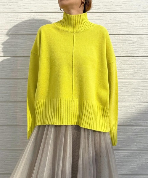 Q（キュー）の「リブハイネックニット（ニット/セーター・レディース・アイボリー/ブルー/ライム・MEDIUM）」の16枚目の写真