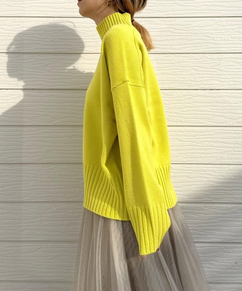 Q（キュー）の「リブハイネックニット（ニット/セーター・レディース・アイボリー/ブルー/ライム・MEDIUM）」の17枚目の写真