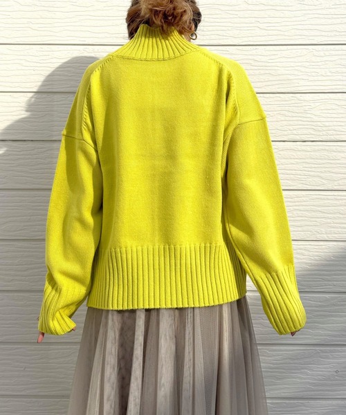 Q（キュー）の「リブハイネックニット（ニット/セーター・レディース・アイボリー/ブルー/ライム・MEDIUM）」の18枚目の写真