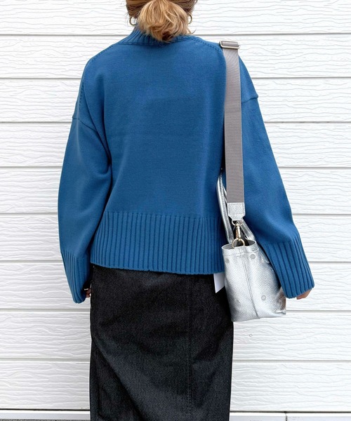 Q（キュー）の「リブハイネックニット（ニット/セーター・レディース・アイボリー/ブルー/ライム・MEDIUM）」の22枚目の写真