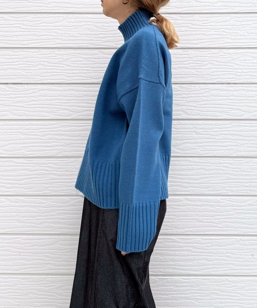 Q（キュー）の「リブハイネックニット（ニット/セーター・レディース・アイボリー/ブルー/ライム・MEDIUM）」の21枚目の写真