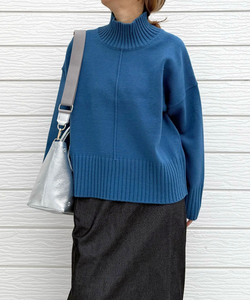 Q（キュー）の「リブハイネックニット（ニット/セーター・レディース・アイボリー/ブルー/ライム・MEDIUM）」の19枚目の写真