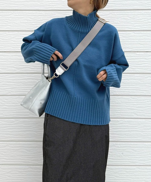 Q（キュー）の「リブハイネックニット（ニット/セーター・レディース・アイボリー/ブルー/ライム・MEDIUM）」の20枚目の写真