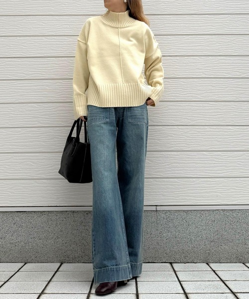 Q（キュー）の「リブハイネックニット（ニット/セーター・レディース・アイボリー/ブルー/ライム・MEDIUM）」の21枚目の写真