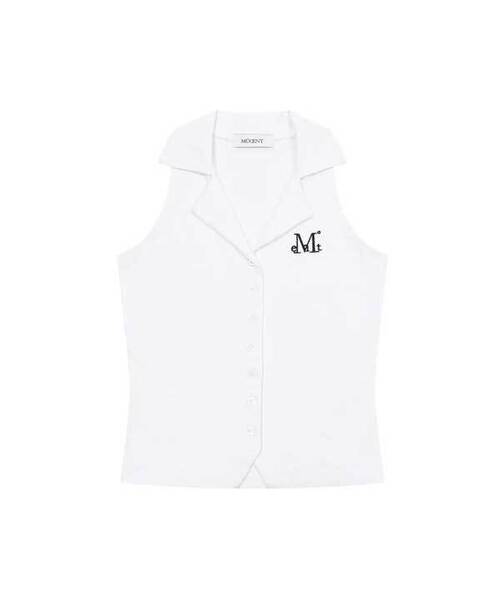 MUCENT(ムセント)の「アベラカラー ボタン スリーブレス タンクトップ (2カラー)(Tシャツ/カットソー・レディース・ホワイト/ブラック・FREE)」の2枚目の写真