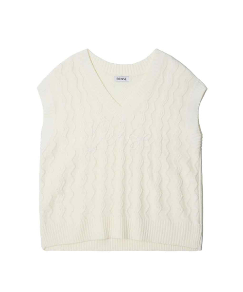 RENSE(レンセ)の「Lettering Cable Over Knit Vest Ivory(ニット/セーター・レディース・その他・FREE)」の4枚目の写真