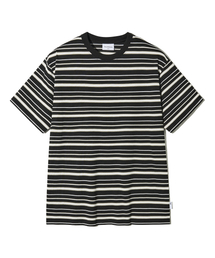モノラインストライプTシャツ-ブラック