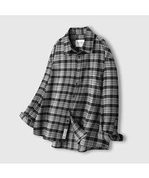 LEMAIN SECOND（リメインセカンド）の「プレミアムオーバーサイズフランネルポケットチェックシャツ[ブラック]（シャツ/ブラウス）」