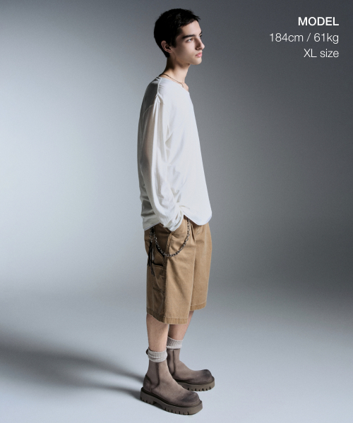 MUSINSA STANDARD（ムシンサスタンダード）の「リラックスドライトウェイトCRスcoopネック長袖Tシャツ[クリーム]（Tシャツ/カットソー・メンズ・その他・SMALL/MEDIUM/LARGE/X-LARGE/XX-LARGE/XXX-LARGE）」の2枚目の写真