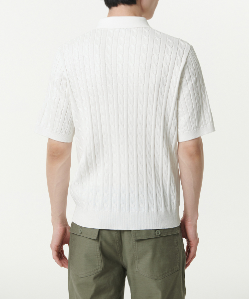 MUSINSA STANDARD（ムシンサスタンダード）の「ケーブルニットポロシャツ [アイボリー]（ニット/セーター・メンズ・その他・XX-LARGE/LARGE/X-LARGE）」の3枚目の写真