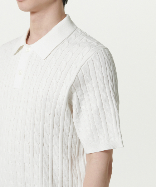 MUSINSA STANDARD（ムシンサスタンダード）の「ケーブルニットポロシャツ [アイボリー]（ニット/セーター・メンズ・その他・XX-LARGE/LARGE/X-LARGE）」の5枚目の写真