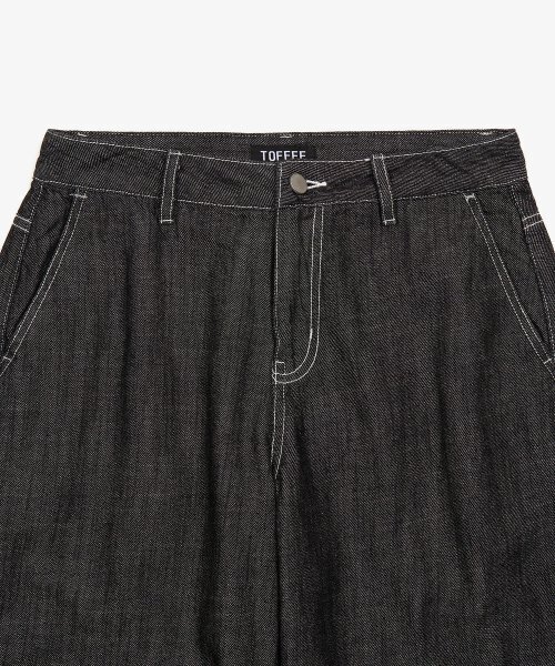 TOFFEE(トフィー)の「ナチュラルリネンデニムワイドパンツ (WASHED BLACK)(デニムパンツ・メンズ・その他・SMALL/MEDIUM/LARGE/X-LARGE)」の20枚目の写真