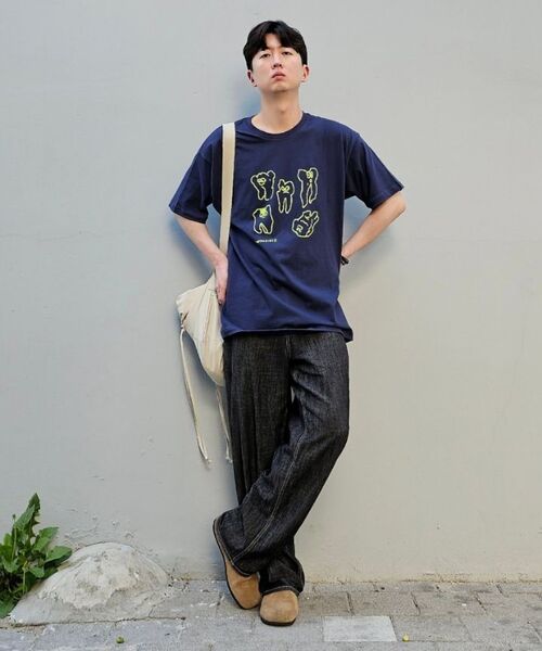 TOFFEE(トフィー)の「ナチュラルリネンデニムワイドパンツ (WASHED BLACK)(デニムパンツ・メンズ・その他・SMALL/MEDIUM/LARGE/X-LARGE)」の12枚目の写真