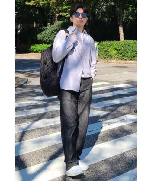 TOFFEE(トフィー)の「ナチュラルリネンデニムワイドパンツ (WASHED BLACK)(デニムパンツ・メンズ・その他・SMALL/MEDIUM/LARGE/X-LARGE)」の6枚目の写真