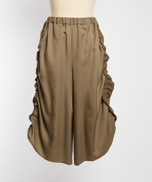 gomme(ゴム)の「ツイルフリルパンツ(その他パンツ・レディース・カーキ/ブラック・MEDIUM)」の14枚目の写真