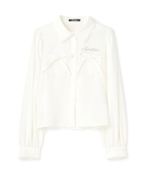 by LOVEiT（バイラビット）の「【卒服】リボン取り外しシャツ（シャツ/ブラウス・キッズ・オフホワイト・120cm/140cm/150cm/130cm/160cm）」の4枚目の写真