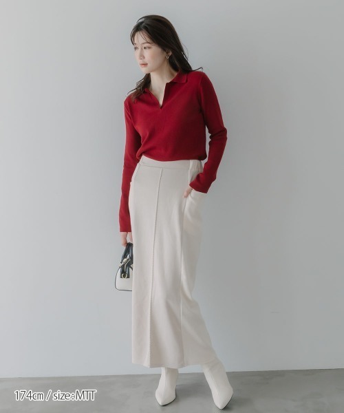slattgir(スラットジール)の「高身長 カットスエードサイド切替ストレートスカート(トールサイズ)Essenave(スカート・レディース・グレー/キナリ・TM/TL/TLL/T3L/T4L/T5L)」の10枚目の写真