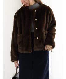 Te chichi | グラデーションファーノーカラージャケット《2025winter catalog item》(ノーカラージャケット)